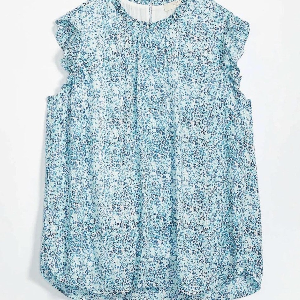 NWT Loft Shimmer Floral Ruffle Shell